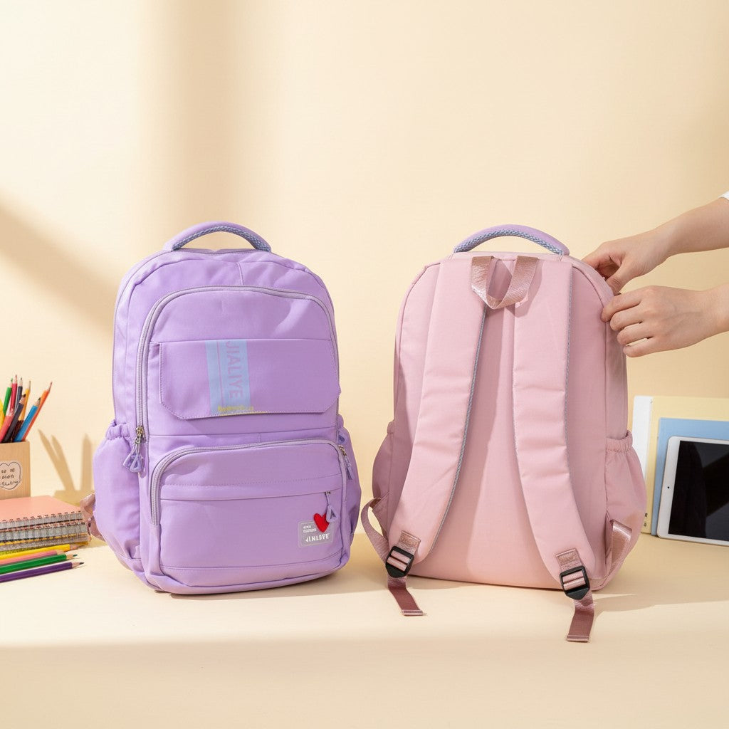 JIALIYE fashion backpack lilac front and pink back