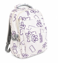 Bunny print backpack blush pink with purple print