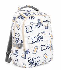 Bunny print backpack white with navy print